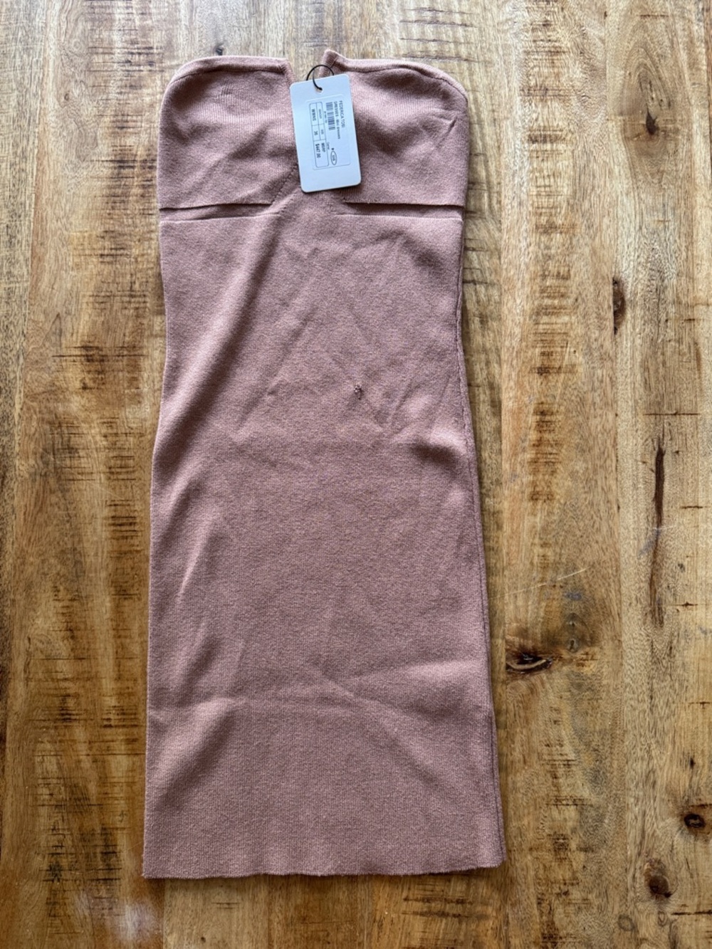 Federica Tosi Made in Italy Strapless Mini knit dress nude brown tan NWT flawed